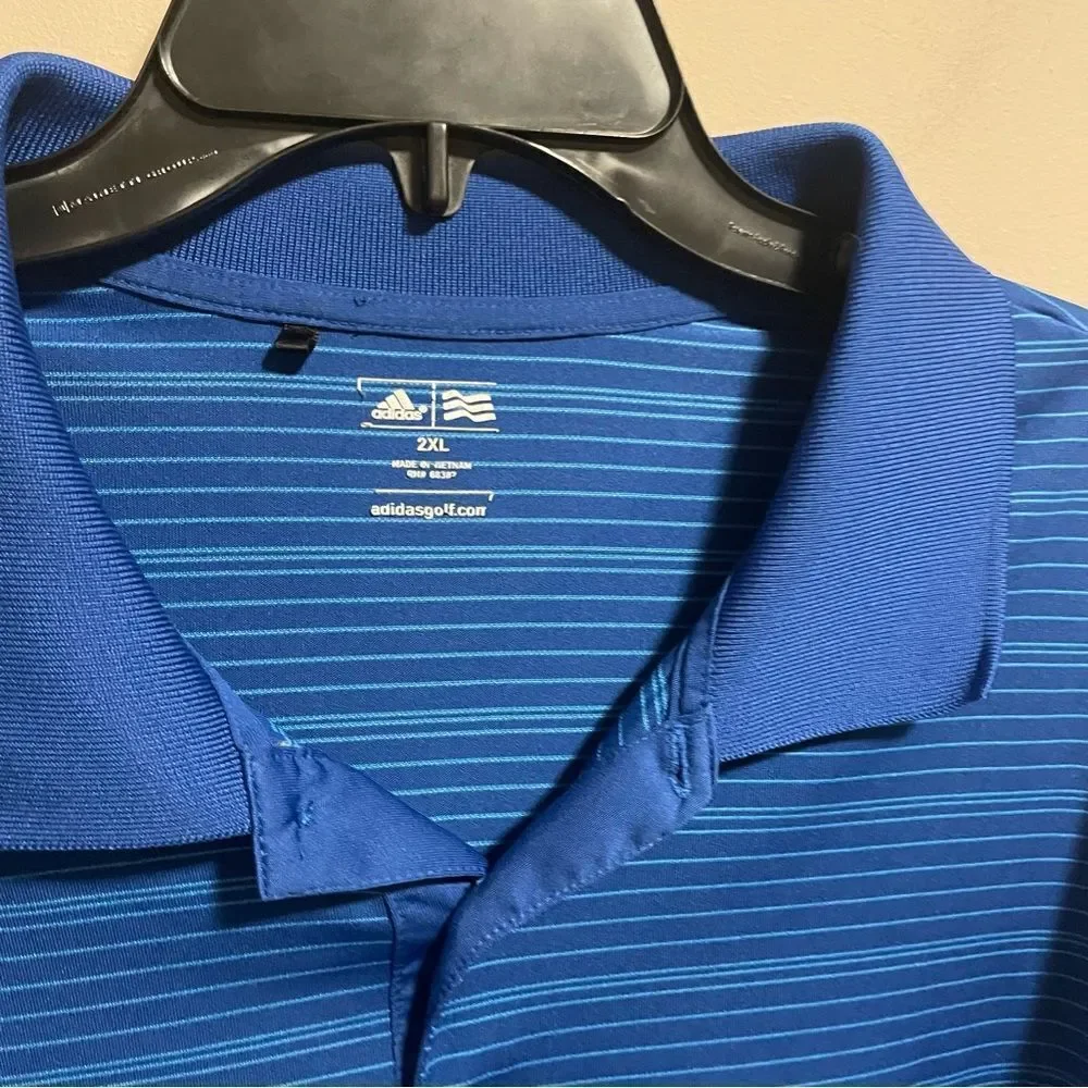 Adidas Golf Blue Striped Polo- Size 2XL
